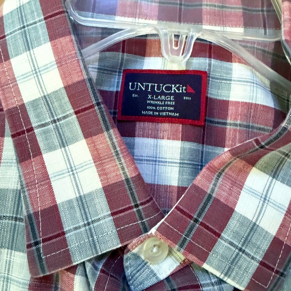 UNTUCKit Mens XL Shirt Bundle 3pc Wrinkle Free Cotton Plaid Pinstripe Grid XL - Picture 4 of 16